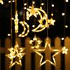Solar Powered Star Moon LED String Lights Waterproof Garden Fairy Curtain Lights 8 Modes Wire Lamp For Wedding Christmas Decor