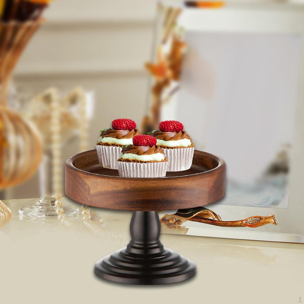 Cake Stand Display Rustic Decorative Round Wood Fruit Tray Dessert Table for