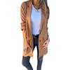 Lady Winter Coat Single-breasted Turn-down Collar Mid Length Overcoat Long Sleeves Pure Color