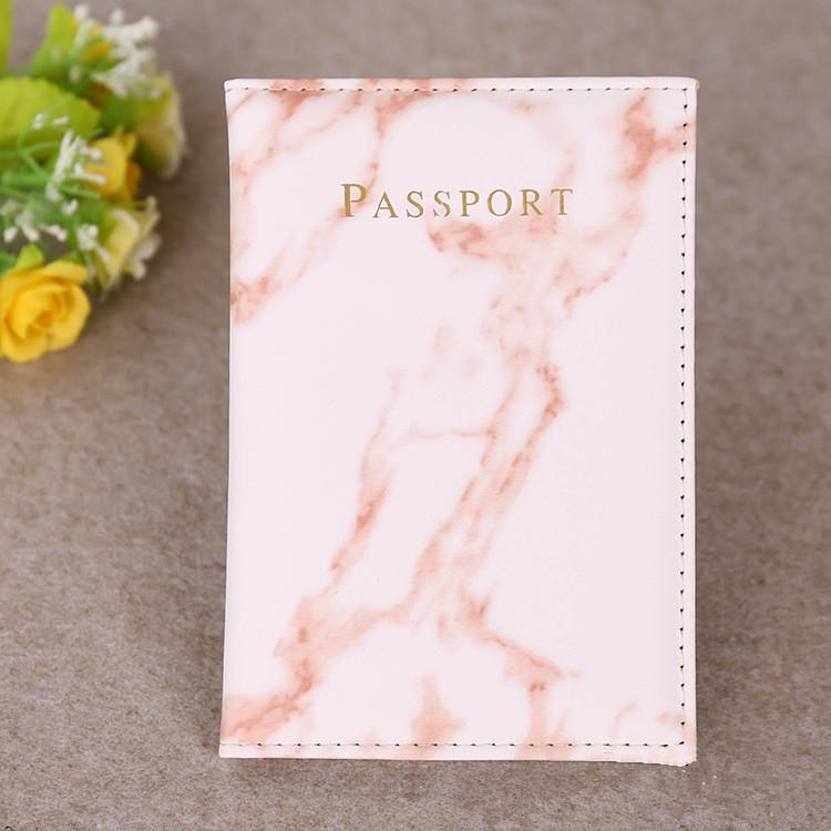 Marble Passport Cover PU Leather Travel Passport Holder Protector Case Organizer Ticket Document Business Credit ID Cards Wallet