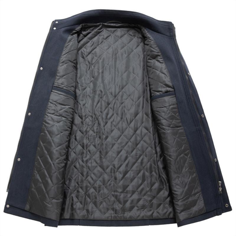 2024 Осень Зима Мужские Шерстяные Пальто Деловой Повседневный Модный Двойной Воротник Пальто Шерстяные Смеси Воротник-стойка Теплые Тренч Куртки Мужские