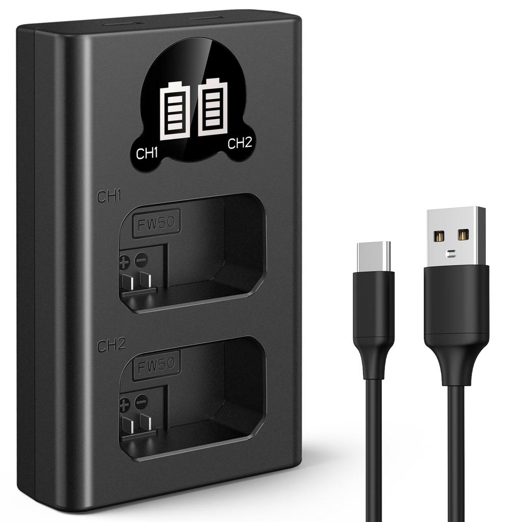 Concept Charger Camera NP FW50 Charger Battery Level Display Sony Camera Battery Charger Sony Charger USB K&F NP-FW50 Type-C