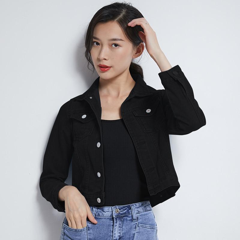 Autumn Blue Long Sleeve Jeans Jacket Women Korean Style Female Short Jacket Long Sleeve Turn-down Collar Denim Jackets