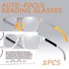 2pcs Auto-Focus Reading Glasses - Blue Light Blocking PC Frame Comfort Fit Stylish Unisex Design for Men & Women