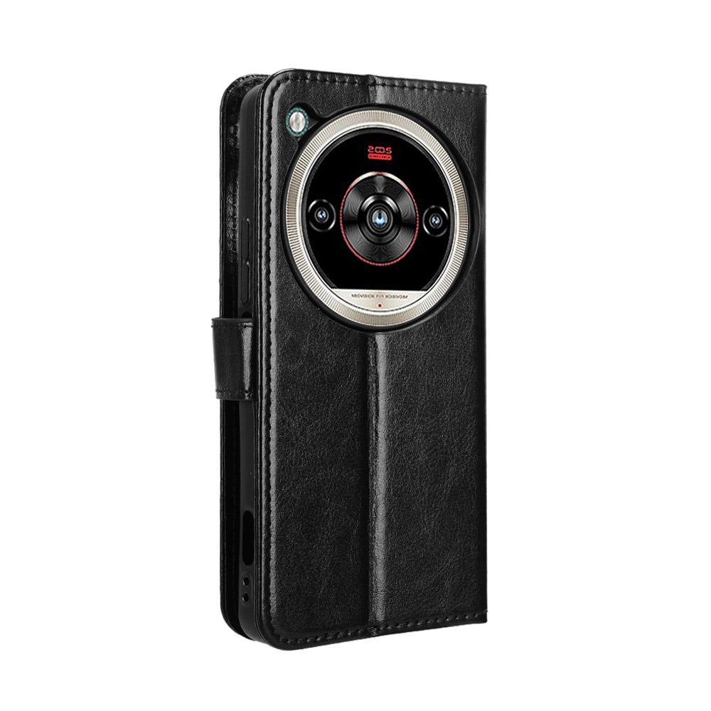 For ZTE nubia Focus 2 Ultra 5G PU Leather Case with Strap Crazy Horse Texture Phone Wallet Cover