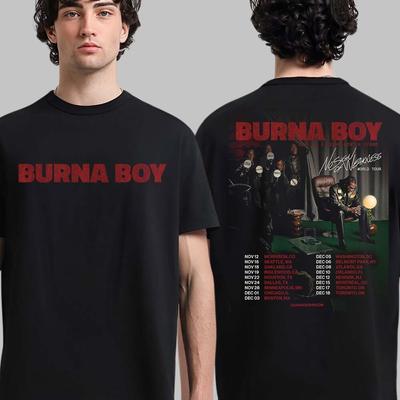 Футболка Burna Boy, No Sign Of Weakness World Tour 2025, двусторонняя футболка.