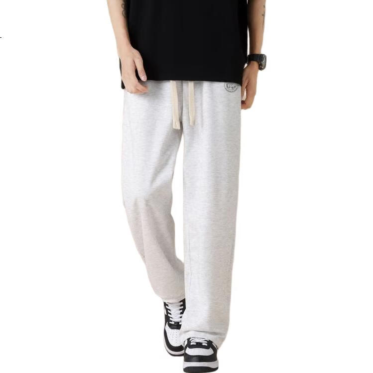 MMOPTOP Trendy Casual Pants for Men, Spring And Summer Draping Simple Loose Comfortable Straight-Leg Sports Trousers FY02 Gray 3XL