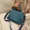Women's PU Leather Bag High Capacity Monochrome Shoulder Bag Female Travel Crossbody Bag Blue Winter Fashion
