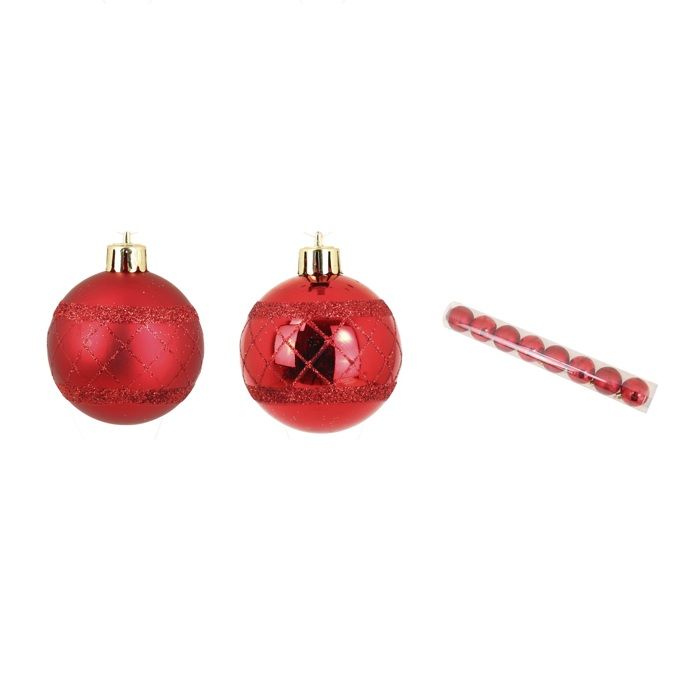 Set de 8 boules decor carreaux de noel