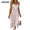 Летний женский комбинезон с высокой талией и широкими штанинами, цветочные брюки с открытой спиной и халтером