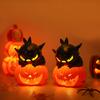 Halloween Lamp Decoration Light-up Black Cat On Pumpkin Statue Spooky Eyeball/Skull/Pumpkin Candle Holder with LED Light for Halloween Tabletop Decor