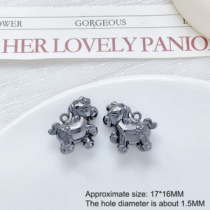 2 шт./лот Подвески-шармы из цинкового сплава с покраской, двухсторонние, в виде лошади, для DIY ожерелья, браслета, серег