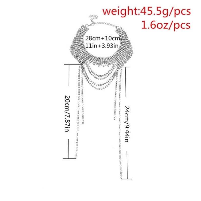 European And American Jewelry, Retro Exaggerated Personality Irregular Trendy Necklace Full Of Diamonds Multi-Layer Fringed Collarbone Necklace Women