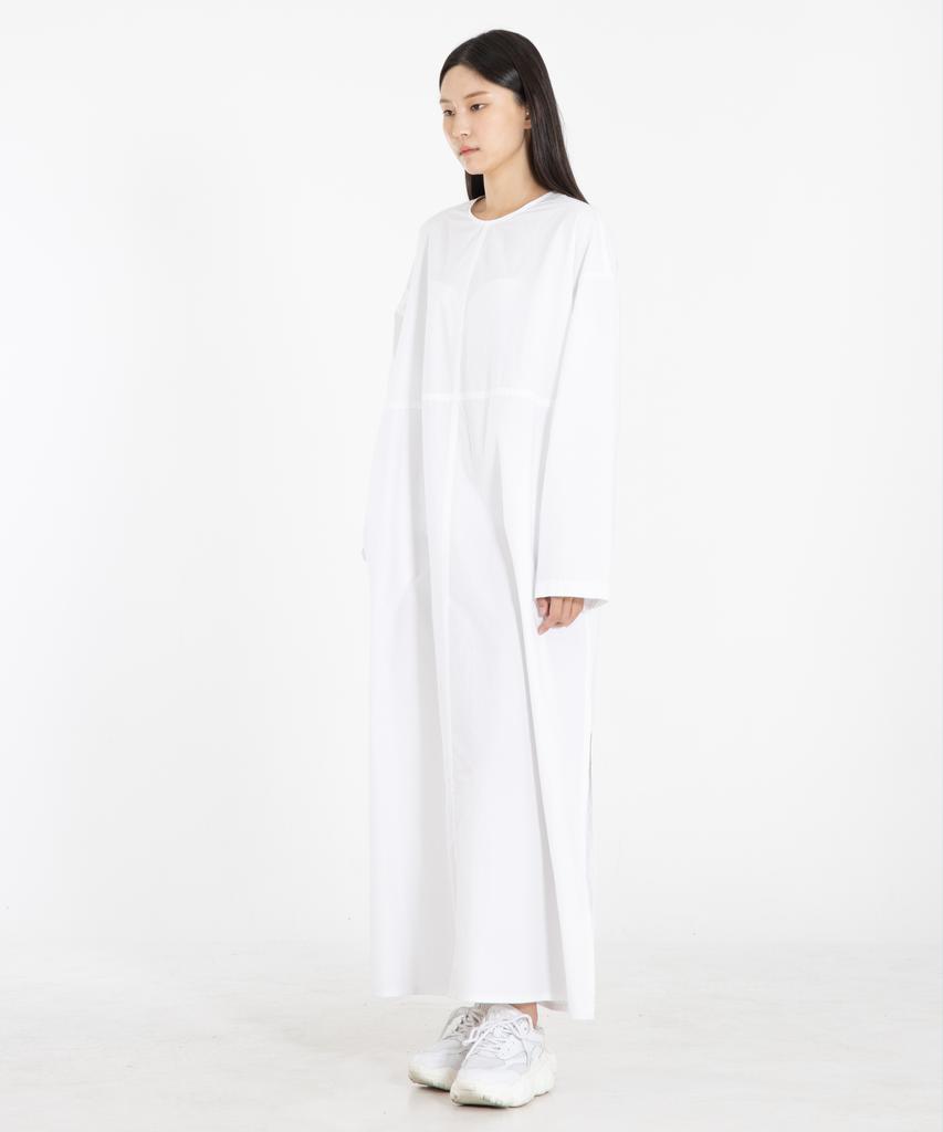 Row To Row Wrd047 Bio-Washed Fine Cotton Oversized Shirt Dress (White)