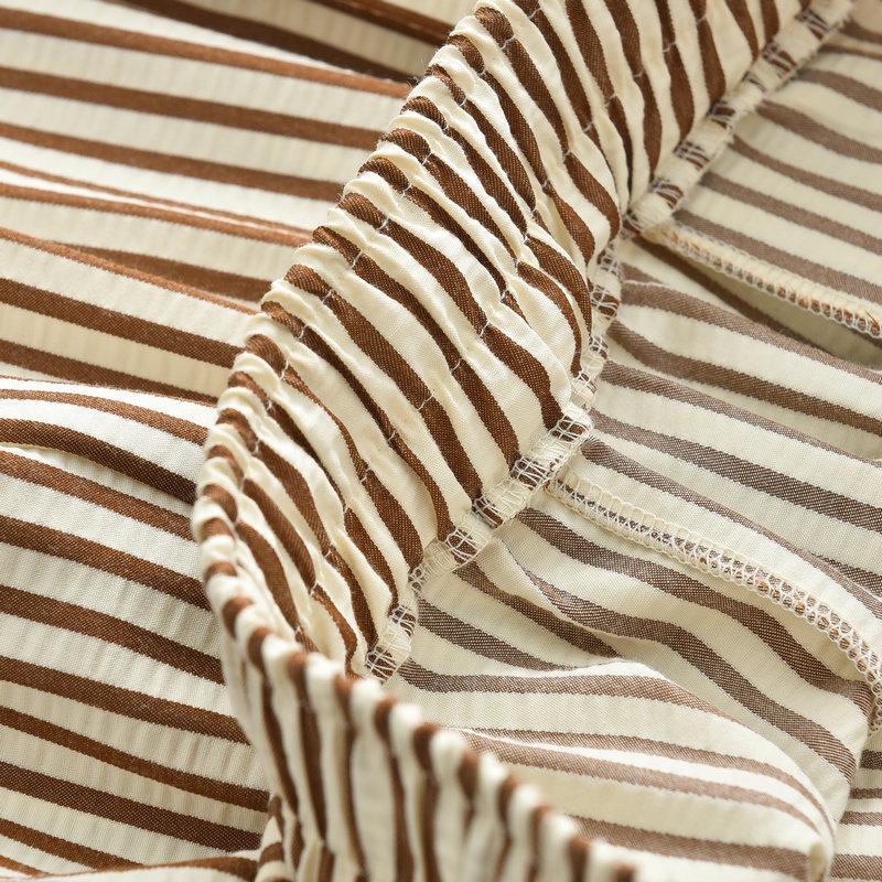 Женские летние повседневные брюки микроклеш в ретро-полоску 2024