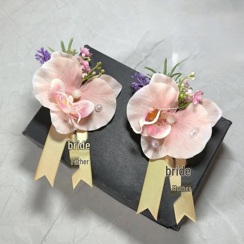 Calla Lily & Phalaenopsis Wedding Corsage Set for Bride, Groom's Parents, Business Meetings.