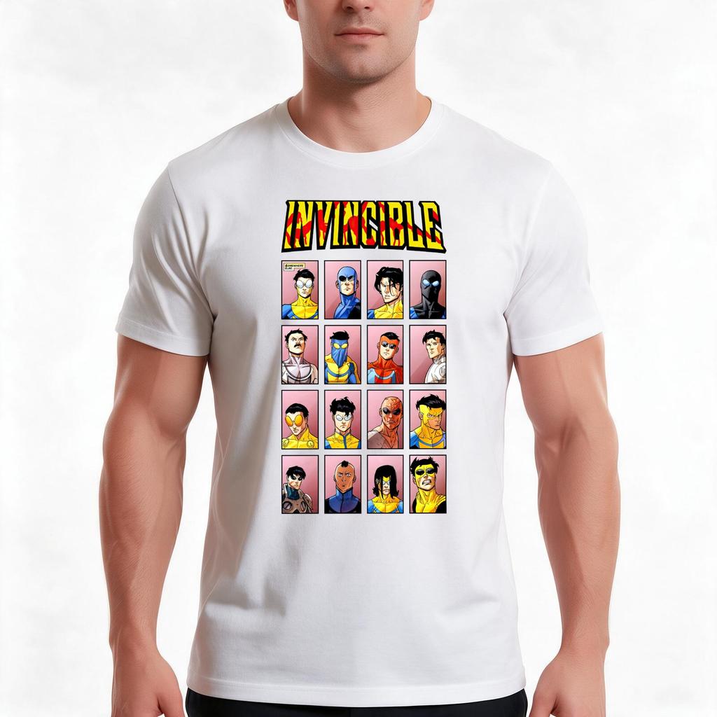 Invincible Superhero Characters TShirt Summer Casual Cotton Tee Oversized Streetwear Tops Vintage Graphic Print Cotton