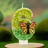 Green Butterfly Birthday Candles 0-9 Number Original Birthday Candles Soywax Glitter Birthday Candle
