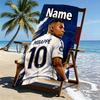 Custom Name Personalized Kylian Mbappe Print Beach Towel, for Trip Camping Beach Party Home Decor, Birthday Gift for Family & Friends