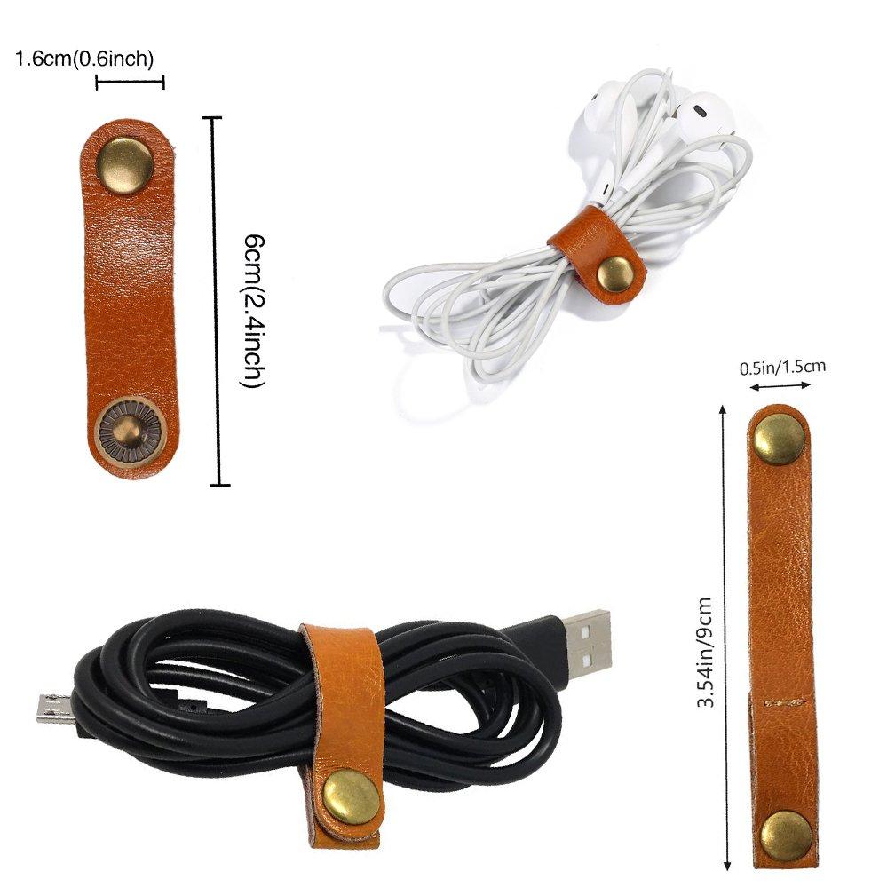 Кабель MAVEEK Держатель кабеля из воловьей кожи Зажим для шнура Устройство для намотки шнура Держатель для наушников Хранение кабеля 3 типа Зажим на 12 шт.,