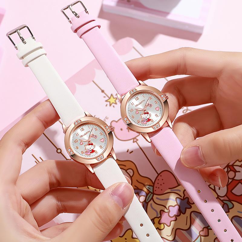 Женские кожаные часы Sanrio с мультяшным дизайном - Легкая роскошь и модный дизайн
