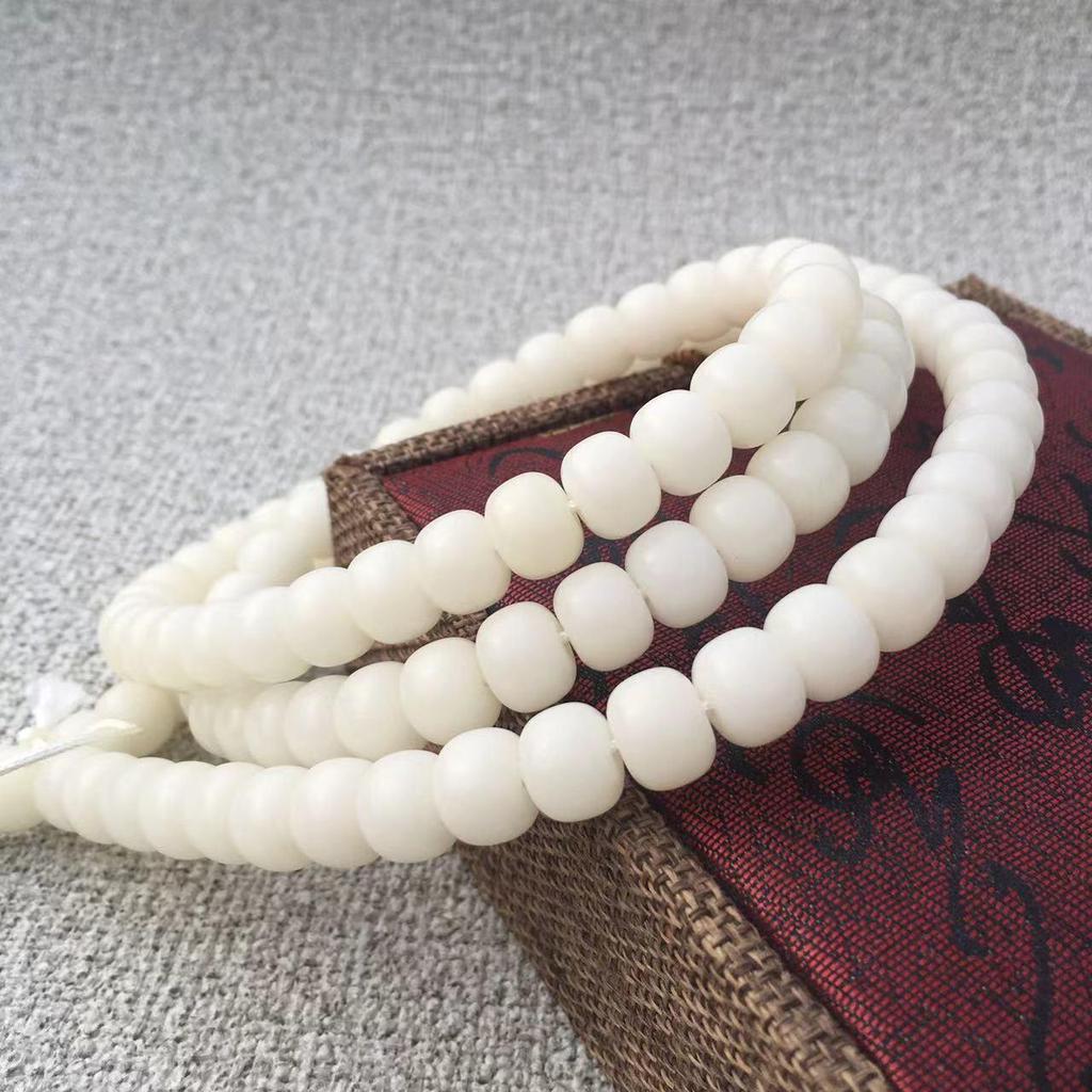 White Jade Bodhi Seed 108-Bead Prayer Bracelet - Natural Buddhist Hand String