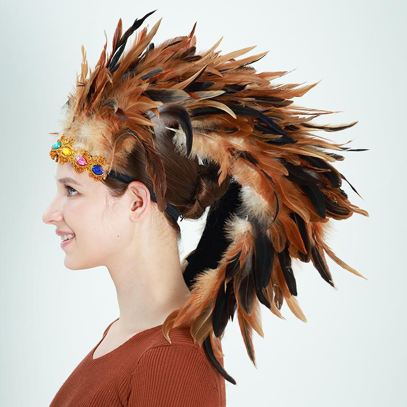 Halloween Carnival Masquerade Cosplay Props Customize Color Luxury Fashion Hand-sewn Unisex Soft Feather Headband Costume Custom