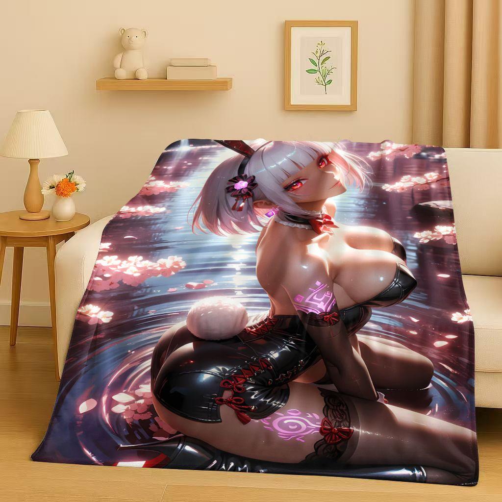 2026 New Sexy Bikini Girls Cartoon Anime Characters Flannel Blanket,Soft Plush Throw for Home Bedroom Bed Sofa Cover Trave Gift