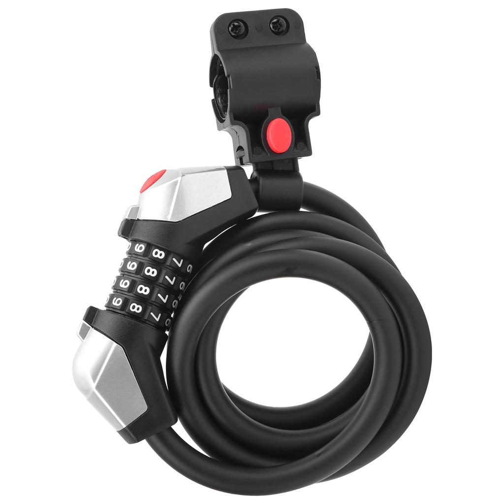 150cm 59in Cycling Security Cable Lock 4 Passwords Steel Keless Locking Bicycle Accessory