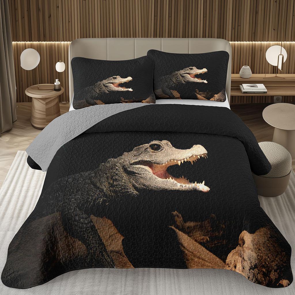 Подростковый крокодиловый плед с узором аллигатора, стеганый комплект постельного белья размера фулл/квин с дикими животными для детей, мальчиков, девочек