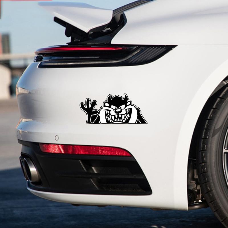 1pc Engraved Devil with Waving Gesture Sticker Interesting Pattern Vinyl Decal for Car Bumpers Trucks Vans Laptops Mugs Glasses