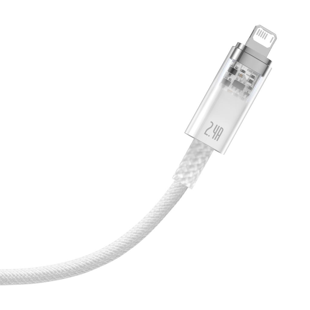 Baseus Explorer Series 2M USB to Lightning Cable, Fast Charging 2.4A, White (Model CATS010102)