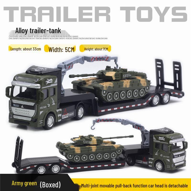 Children's Alloy Transport Toy: Pull-Back Fire Truck, Trailer, Tank & Excavator