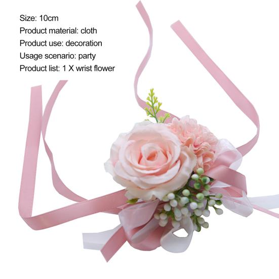 Wrist Flower Non-Fading Multi-color Decorate Elegant Bride Groom Fake Wrist Corsage for Party