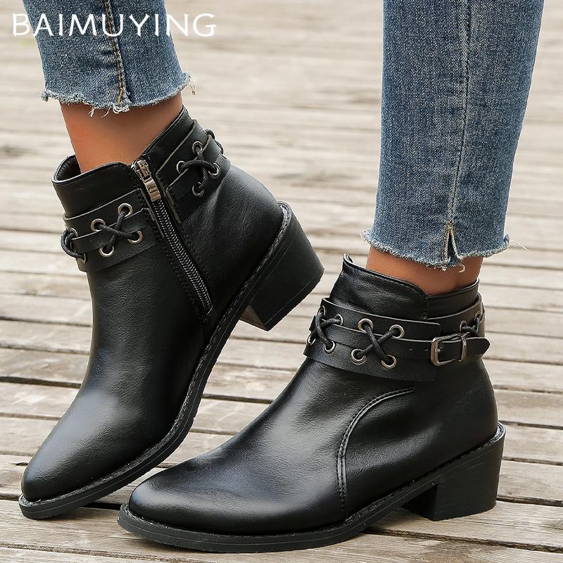 Заостренный носок массивные женские ботильоны кожаные туфли на среднем каблуке в стиле ретро 2025 года дизайнерские туфли-лодочки готические зимние туфли челси Botas De Mujer