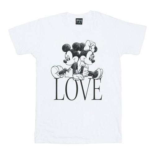 Disney Womens/Ladies Mickey And Minnie Mouse Love Cotton Boyfriend T-Shirt