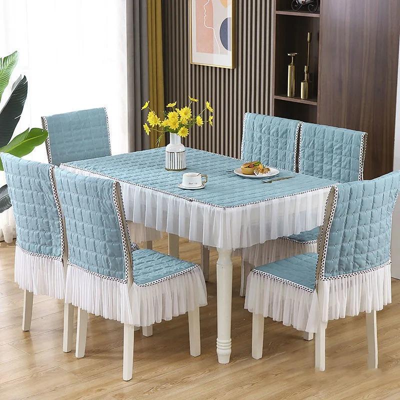 Современные простые прямоугольные обеденные скатерти, чехол на стул, сплошной цвет, кружевная подушка для стула, домашний чехол на стул, подушка для сиденья, спинка