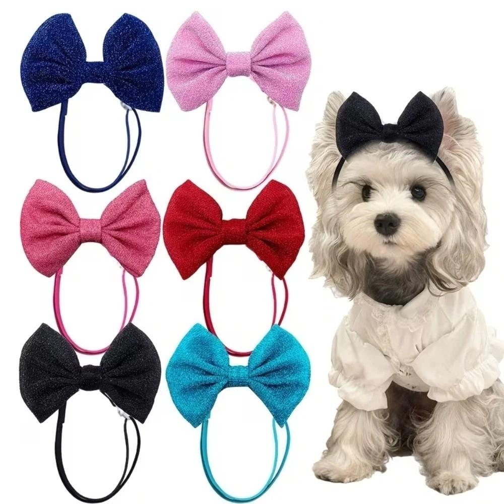 Colorful Dog Hair Bow Headbands Hair Band Pet Costumes Adjustable Pet Hair Bows  Valentine's Day