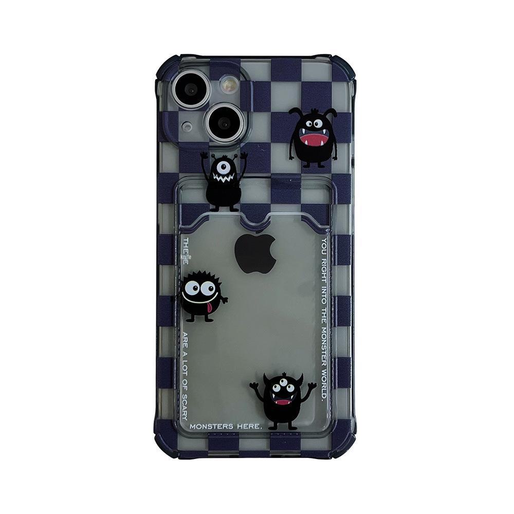Прозрачный чехол для мобильного телефона iPhone 11, совместимый с моделями XR, XS Max и 13, с дизайном Lattice Monster для слота для карт 14pro.