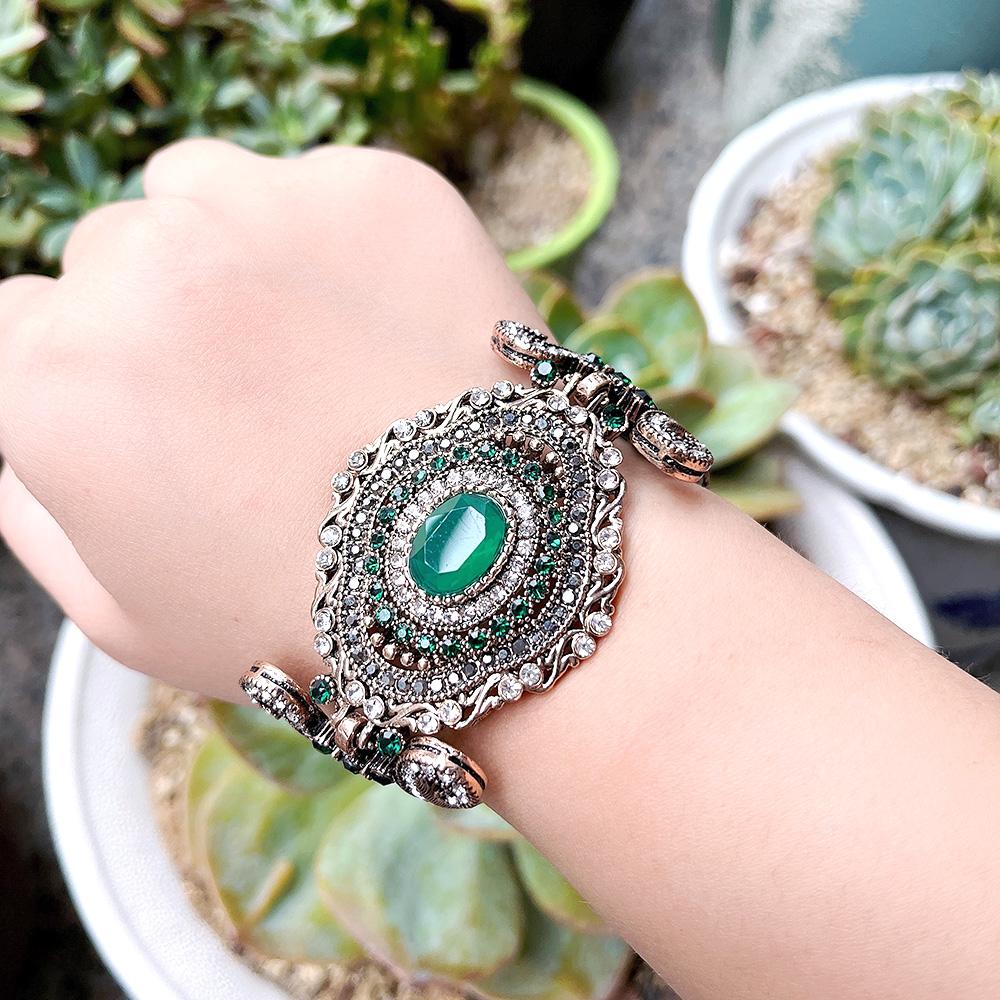 Ретро Винтаж Золотой Цвет Бисера Браслет Для Женщин Натуральный Камень Кристалл Богемия Свадебный Браслет Ювелирные Изделия