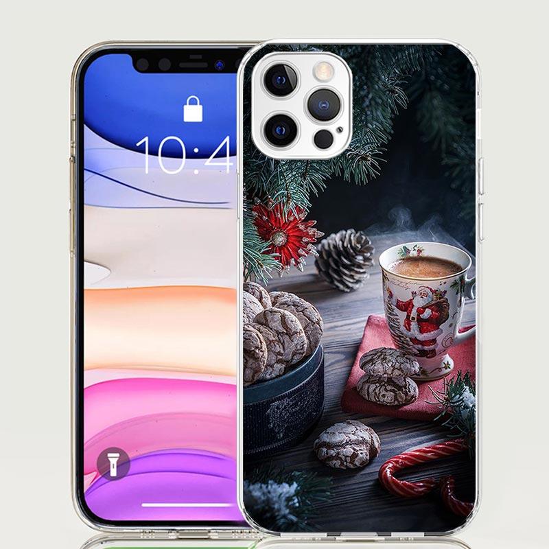 Зимний Кофе Рождественский Чехол для Телефона Для iPhone 17 Air 16 15 Plus 11 14 Pro Max 13 Mini 12 7 8 + SE Узор Искусство Персонализированный Чехол 1