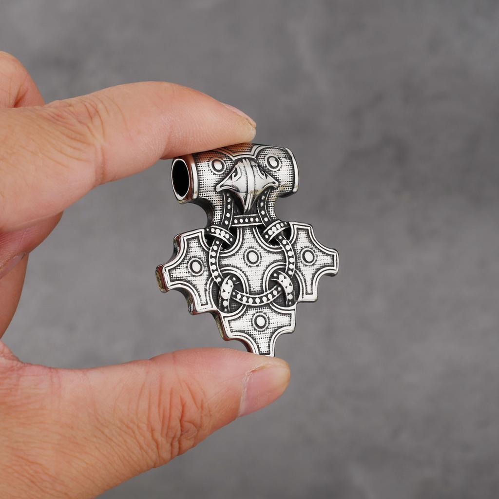 Мужское властное ожерелье из нержавеющей стали с подвеской в ​​виде молота Ворона и Тора в стиле ретро, ​​модное ювелирное ожерелье викингов, оптовая продажа