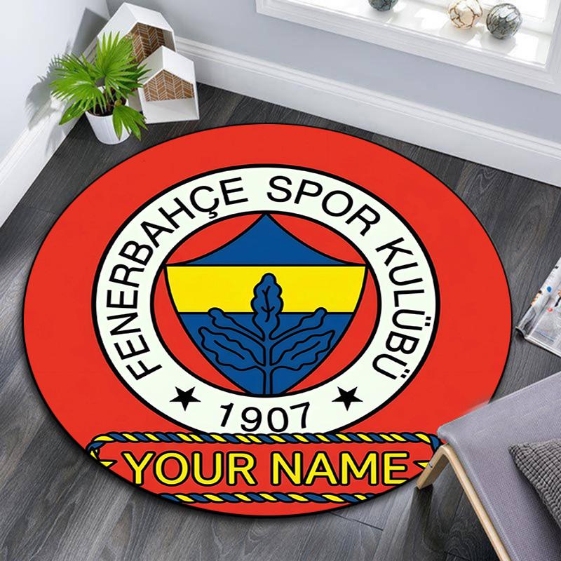 Custom Name Fenerbahce Round Area Rug,Carpet Rug for Living Room Bedroom Sofa Playroom Decor,Non-slip Floor Mat
