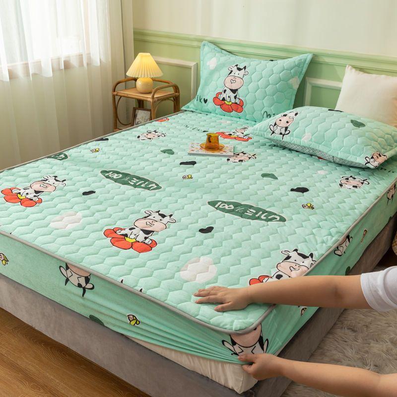 Плюшевый утолщенный стеганый наматрасник, теплый мягкий кристаллический бархатный стеганый матрас King Queen, простыня, не включая наволочку