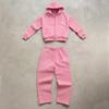 2026 Unisex Fashion Casual Tracksuit Fleece Hooded Pullover Printed Wide Leg Pants Set