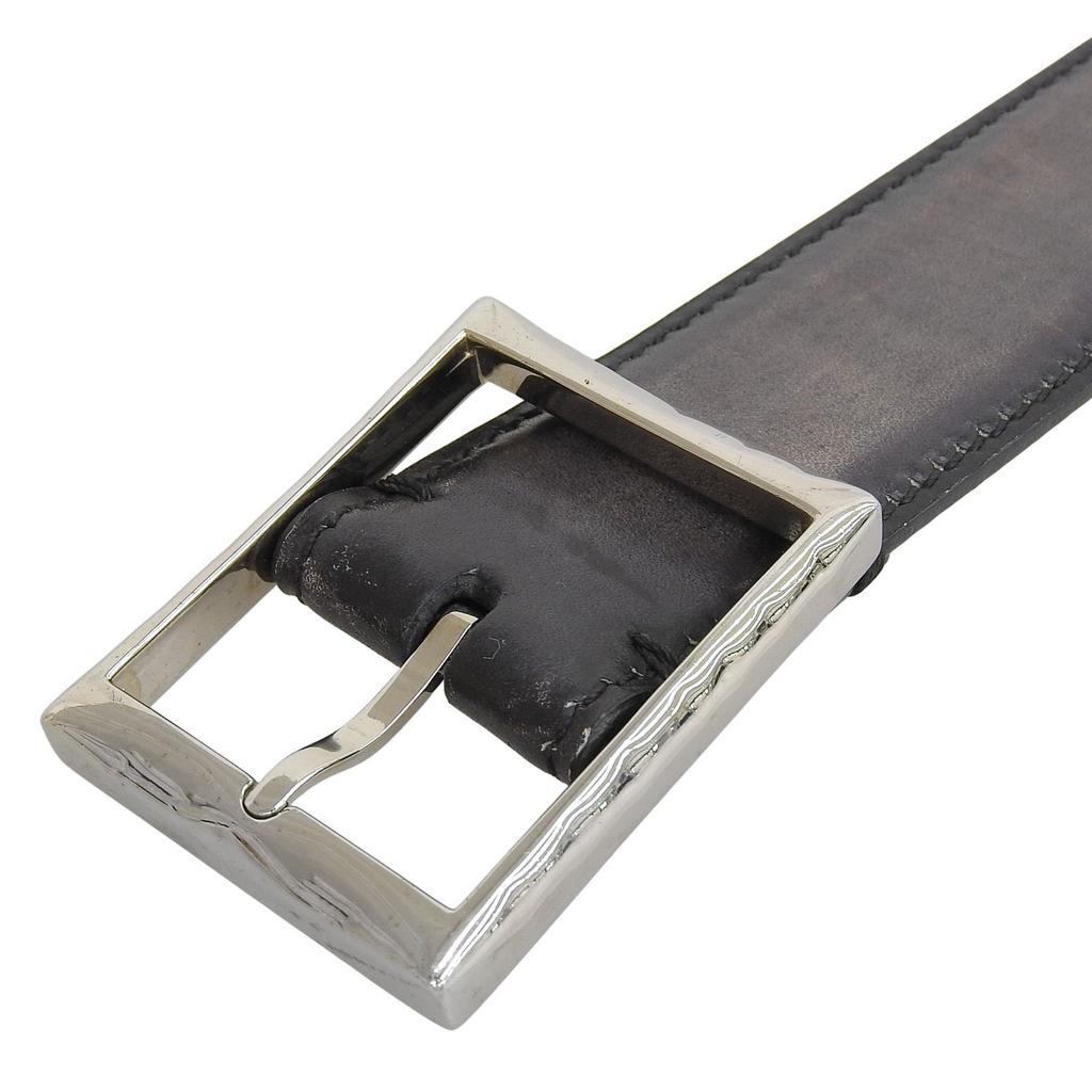 Отличный ремень BERLUTI каллиграфия Темно-коричневый черный кожаный мужской Б/у