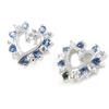 [B9529] - Silver Earrings 'Precious Little Heart' Blue White