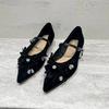Fashion Spring and Autumn New Rhinestone Temperament Pointed Toe Low-heeled Mary Jane Shoes French Women's Singles Shoes