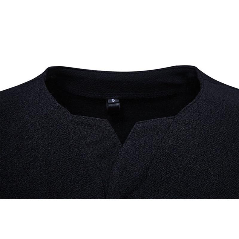 Men's Summer Solid Color Hip Hop V Neck T-Shirt Casual Henry Button Short Sleeve Fashion Streetwear Basic Top Tees