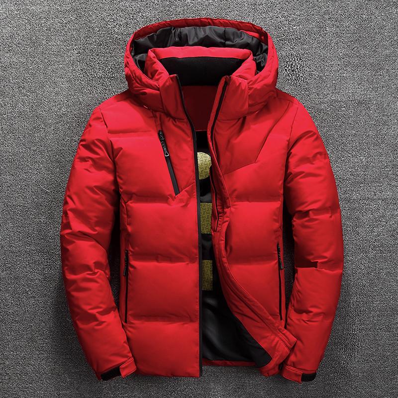 White Duck Down Jacket Men Winter Warm Solid Color Hooded Down Coats Thick Duck Parka Mens Down Jackets Winter Outdoor Coat
